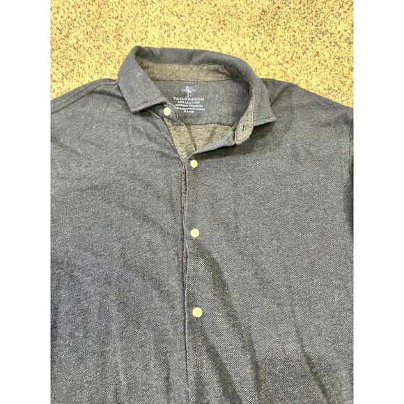 Tailor Byrd Collection Long Sleeve Brushed Cotton Button-Up Size XL Navy - Picture 3 of 9